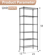 FDW 6 Tier Wire Shelving Units Adjustable Metal Storage Rack 23L x 13W x 59H NSF Pantry Shelves Kitchen Organization Shelf for Kitchen Garage Small Places Commercial,Black