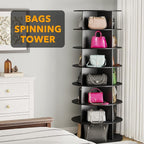 SpaceAid 7 Tier Rotating Shoe Rack Tower, Spinning Shoe Display Lazy Susan, Revolving 360 Shoe Rack Storage Round Carousel, Vertical Handbag Rotate Shoes Closet Organization (7-Tier Black)
