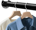 Closet Rod 17-69 IN, Heavy Duty Closet Rods for Hanging Clothes, Adjustable Closet Rods for Wardrobes Storage Laundry RV Bathroom, Easy Install, Black