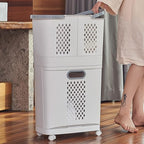 Laundry Basket Organizer Storage Shelf with Frame and Baskets Storage Drawers Unit,Laundry Towel Hamper Cabinet Tower One Part Compartment Sorter Basket(2-Tier,With Wheels)