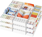 DIMJ Drawer Organizer Clothes, 26Pack Dresser Organizer, Foldable Closet Organizers and Storage, Fabric Dresser Bins, Drawer Dividers for Nursery, Baby Clothes, Underwears, Sock,White