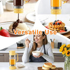 Neodaco Glass Honey Dispenser No-drip with Handle – 9 oz Maple Syrup Container Honey Jar for Coffee, Pancakes & Waffles