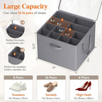 Lifewit Shoe Storage Organizer for Closet, Fabric Large Shoe Box Storage Containers with Clear Cover, Foldable Bins for Boots Heels Sneakers Fits 96-128 Pairs (Each 12-16 Pairs) 8 Pack Gray
