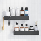 Kitsure Shower Caddy - 2 Pack Adhesive Shower Organizer, Rustproof Metal Shelves, No-Drill Bathroom Organizers and Storage, Dark Grey, XX-Large