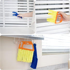 2Pcs Window Venetian 7 Finger Blind Cleaner Duster Tool and 2Pcs dust-Removing Brushes（Orange,Yellow, Blue）