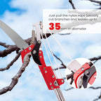 Manual Pole Saw, 3-14 ft Extendable Tree Pruner, Sharp Steel Blade and Scissors High Branches Trimming,with Lightweight 10 Handles, Protective Glasses and Gloves, for Pruning Palms and Shrubs