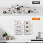 Durmmur 2 Pack Pot Lid Organizer Rack, 6-Tier Pot Lids Holder for Cabinet Door/Wall, No Drilling Adhesive Wall/Door Mounted Rustproof Pot and Pan Cover for Kitchen Storage, White