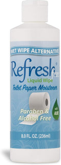 Refresh Liquid Wipe Toilet Paper Foam Dispenser Refill for Sensitive Skin | Eco-Friendly | Flushable Wet Wipe Alternative with Witch Hazel and Aloe | Alcohol Free | 8 oz Refill