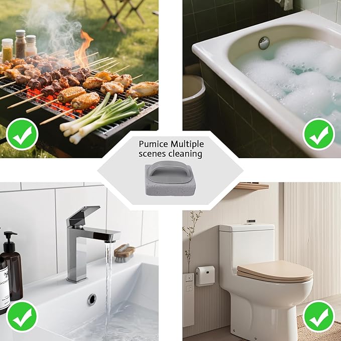 8Pcs Pumice Stone for Cleaning, Pumice Stone for Pool Tile Cleaning Pumice Stone Cleaner Brush with Handle, Pumice Cleaning Stones Scouring Stick Hard Water for Bathtubs Grills Swimming Pools