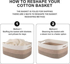 Large Storage Basket for Organizing, Woven Rope Basket for Shelves, Closet Organizer Bins for Clothes, Blanket, Toys, Baby Nursery Storage, 17.7" x 13" x 7.87", 4 Packs Gradient Yellow
