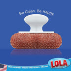 LOLA Copper Mesh Scouring Pad w/Comfort Knob, 144 Pack, Heavy Duty Cleaning Pads, Knitted Wire Mesh, Cleans Caked-On & Baked-On Messes