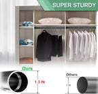 Closet Rod, 17 to 51 Inch 1.3 Inch Diameter Heavy Duty Adjustable Closet Rods for Hanging Clothes Heavy Duty Closet Hanging Rod Metal Black Closet Poles for Wardrobes