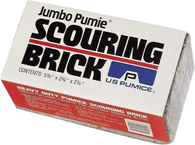 US Pumice JPS-12 Jumbo Pumie Scouring Brick, For Large Surface Cleaning, Removes Lime, Scale, Rust, Calcium - Pool Pumice Stone Tile Cleaner, Barbecue Cleaning Stone, Hand Safe, Pack of 12