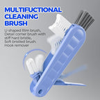 6 Pack Holikme 4 in 1 Cup Lid Cleaning Brush Set with 3 Straws, Multifunctional Bottle Brush, Silicone Cup Lid Gap Cleaner, Durable Bristle Crevice Cleaning Brush, Blue
