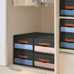 DIMJ Closet Organizers and Storage - Foldable Storage Bins with Drawers Fabric Stackable Storage Drawers with Clear Window,Fabric Clothes Organizers and Storage Drawers for Closet, 6-Pack, Black