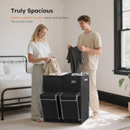 SOLEDI Double Laundry Hamper with Lid, 47.8 Gal (180L) Large Laundr Basket 2 Section with 2 Side Pockets, Dirty Clothes Hamper with Removable Bag, Easy to Carry for Laundry Room, Bedroom, Black