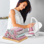 22 Pack Kitchen Dish Cloths, Reusable Dish Towels, Nonstick Oil Washable Fast Drying, Super Absorbent Coral Velvet Cleaning Cloths for Cleaning Tableware, Kitchen, Bathroom (Pink-green-10" x 6")