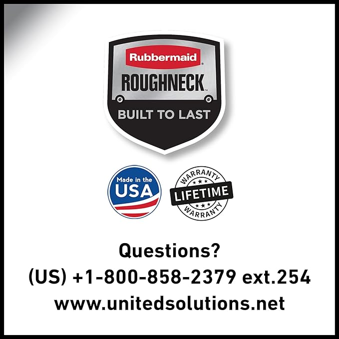 Rubbermaid Roughneck Tote 14 Gal, 6 Pack, Made in USA, Heritage Blue, Rugged Plastic Stackable Storage Bins with Lids and Handles