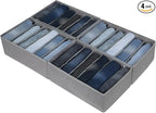 Qozary Jeans Pants Organizer for Closet, 4 Pack Drawer Organizers for Clothing, 6 Grids Wardrobe Clothes Organizer, Jean Organizer for Closet, Deep Drawer, Clothes Organizer for Shirts, Legging