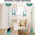 Broom and Dustpan Set, Dustpans with Broom Combo for Home, Heavy Dust Broom and Dustpan Combo, Long Handle Dust Pan and Broom Set for Kitchen, Office, Pet Hair,Green, Pack of 1