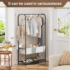 Golpart Freestanding Metal Garment Rack - Heavy Duty Coat & Clothes Hanger for Hanging/Drying, Portable Closet Storage for Laundry Room/Bedroom, Black