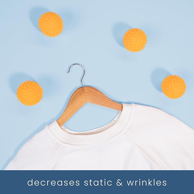 S&T INC. Reusable Plastic Dryer Balls, Fabric Softener for Laundry, Orange, 2.5 in, 6 Pack