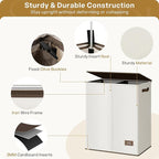 SOLEDI Luxury Double Laundry Hamper with Lid and Removable Bags, Large Hamper for Laundry, Laundry Basket 2 Sections, Collapsible Ditry Clothes Hamper for Bedroom, Laundry Room, Bathroom, Off-white