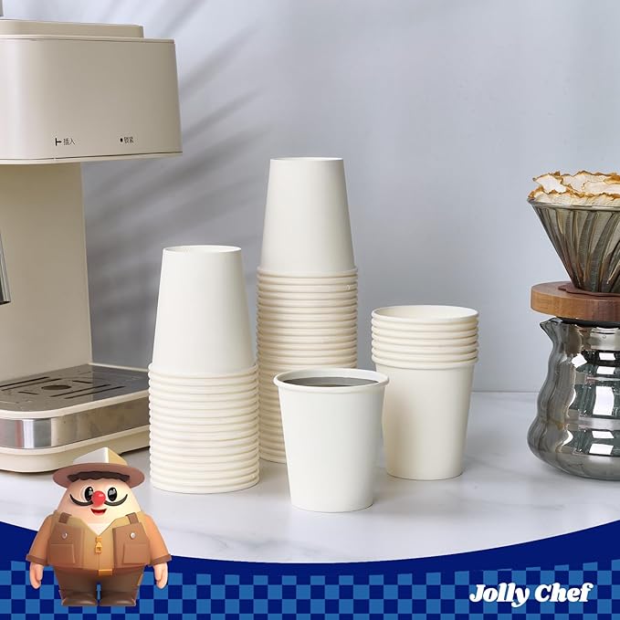 JOLLY CHEF 500 Count 5 oz Paper Cups, Disposable Bathroom Mouthwash White Drinking Cups for Home, Office, School, Store Use