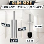 2 Pcs Stylish Stainless Steel Toilet Brush and Holder Set - Silver Toilet Bowl Brush and Holder with Splash Cover, Sturdy Bristles, Corrosion & Scratch Resistant - Elegant Design, Effective Cleaning