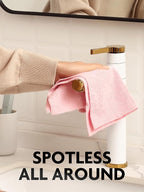 Fantasticlean Microfiber Cleaning Cloth Roll -75 Pack, Tear Away Microfiber Towels, 12" x 12", Reusable, Washable, Scratch Free, Ultra Absorbent Dishcloth for All-Around Cleaning Supplies (Pink)
