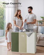 SOLEDI 180L 3-Section Laundry Hamper with Lid, Extra Large Dirty Clothes Basket with Sturdy Handles for Laundry Room & Bedroom - Durable Organizer for Sorting Laundry