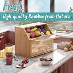 Bread Box for Kitchen Counter, Large Bamboo Wood Double Layer Bread Box, Wooden Bread Storage Capacity