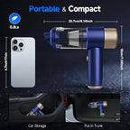 Vizeusvac Car Vacuum Cleaner, 16000PA Mini Car Vacuum Cordless Powerful, 7 in 1 Portable Handheld Vacuum Cordless with LED Light, Dual Filters, One-Touch Empty for Pet Hair, Home, Office