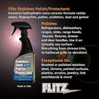 Flitz Stainless Steel Polish Protectant - 16oz Bottle, USA-Made Ceramic Coating for Stainless Steel Appliances, Repels Fingerprints & Water Spots - Aluminum & Chrome Polish & Protectant (1 Pack)