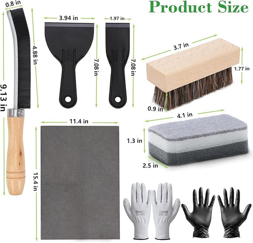 10 Pcs Headstone Cleaner Kit for Grave Cleaning Granite and Stone Daily Cleaner Includes Cloth Bristle Crevice Brush Scrub Brush Cleaning Sponge Disposable & Labor Protection Gloves Plastic Scraper