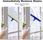 15.9" Window Squeegee for Car,2 in 1 Squeegee Window Cleaner with Long Stainless Steel Handle,Sponge Car Window Squeegee for Gas Station, Glass,Shower (Iron Pole)