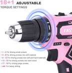 FASTPRO Pink Tool set -220-Piece Lady's Home Repairing Tool Kit & 12V Pink Cordless Lithium-ion Drill Driver