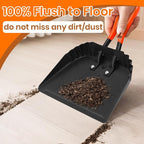(2PK) Metal Dust Pans Heavy Duty, 12” Outdoor Dustpan with Rubber Handheld Handle, Large Shovel Wide Scooopers for Garage Shop Fireplace Commercial Uses