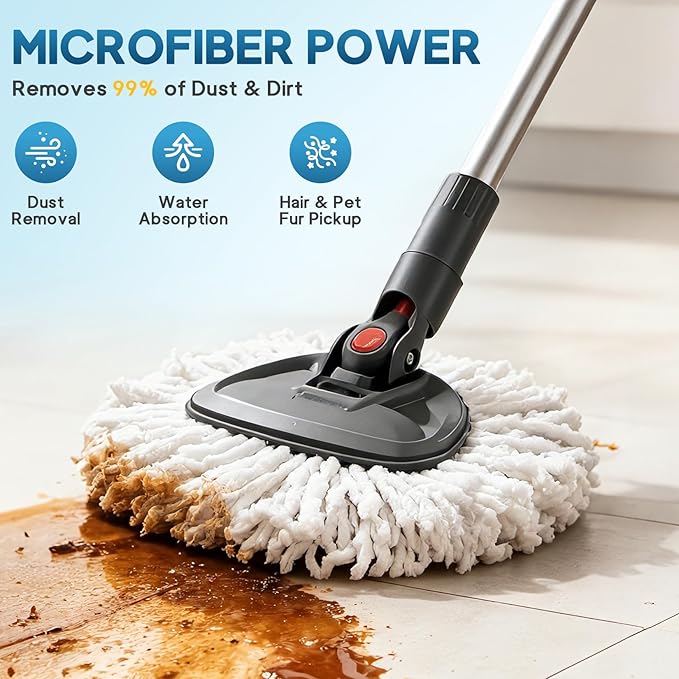 JTIEO 6 Pack Spin Mop Head Replacement Compatible with O-Cedar EasyWring Spin Mop System, Microfiber Mop Heads Replacements, Machine Washable & Easy to Replace