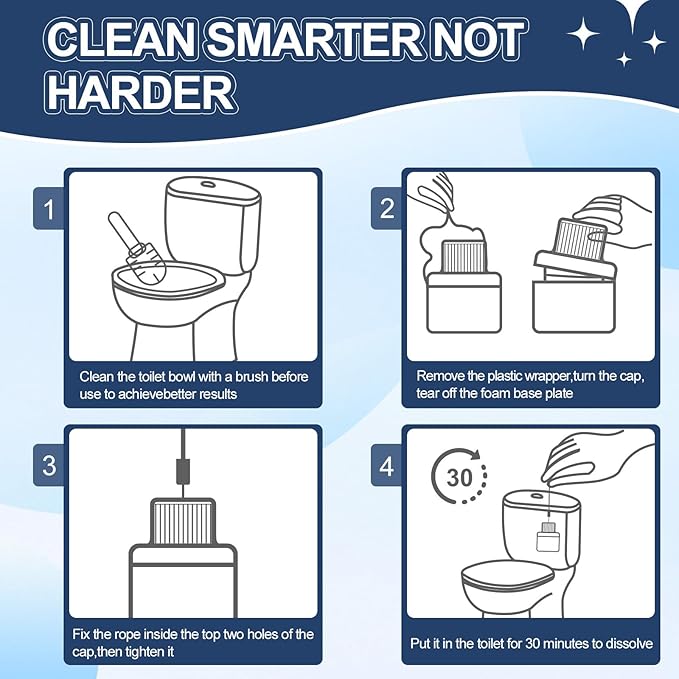 Toilet Bowl Cleaners, Automatic Long-Lasting Blue Toilet Cleaner Bottle, Septic Safe Toilet Bowl Tablets in Bottles, Fresh Bathroom & Deodorize, 9 Pack, 2300 Flushes Each