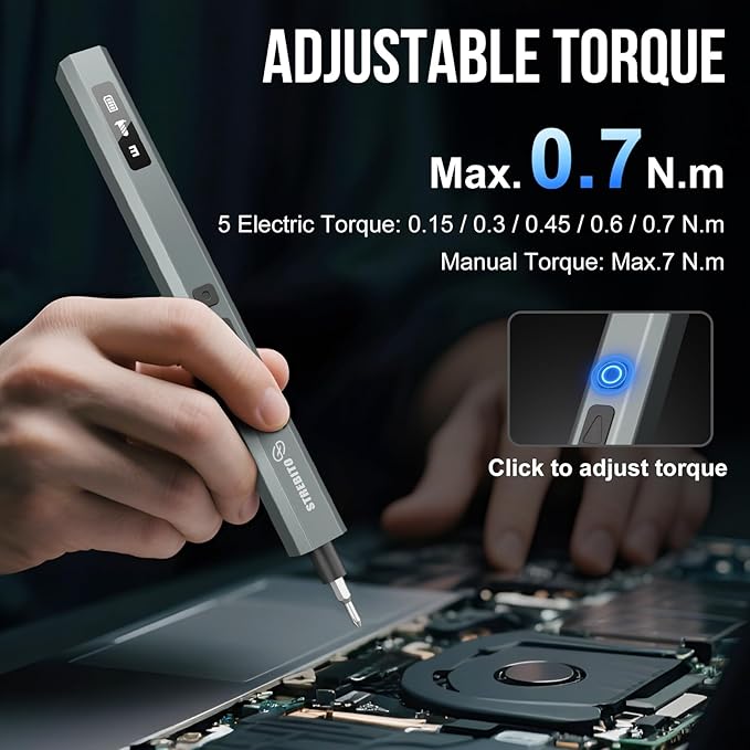 STREBITO 144-Piece Upgraded Electric Screwdriver, Max 0.7 N.m, 120 Magnetic Bits, 5-gear Torque Adjustment, Precision Screwdriver Set, Repair Tool Kit for Tech, Electronics and PC