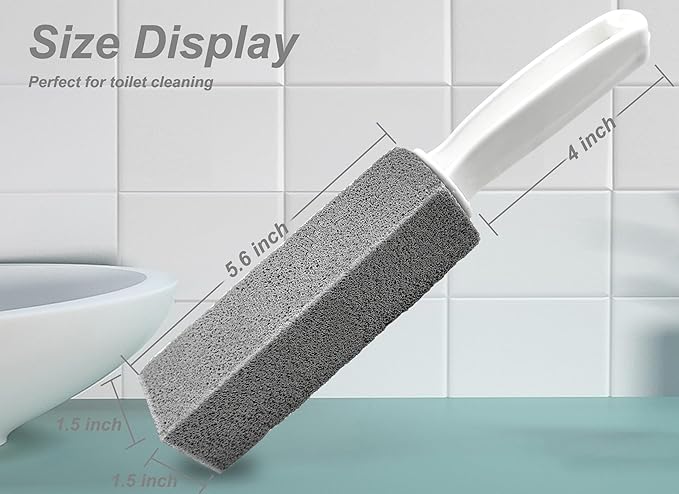 Pumice Stone Toilet Brush for Cleaning Toilet Bowl with Handle, Pumice Stick Pumice Scouring Pad for Cleaning, 4 Pack