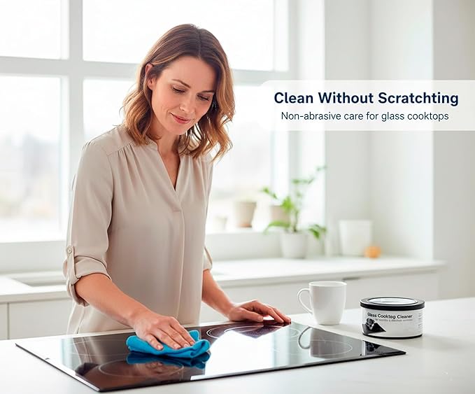 US-based supplier – Original 12010030 Glass Cooktop Cleaner for Electric & Induction Cooktops – 𝐁𝐎𝐒𝐂𝐇 Cooktop Cleaning Cream – Removes Grease, Burnt-On Residue & Stains (3, 12 ounce)