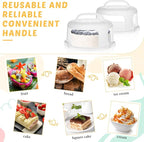 Baderke 2 Pcs Cake Carrier with Lid 10''/ 8'' Cake Holder Plastic Stand with Lid Handle Round Container Portable Carrier with Cover Boxes for Cupcake Pie Serving Transport(White)
