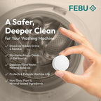 FEBU Washing Machine Cleaner Tablets Made in USA | Washer Machine Cleaner & Deodorizer | Removes Gunk & Grime | 7 Natural, Biodegradable, Plant-Based Ingredients | 24 Tablets - 12 Month Supply