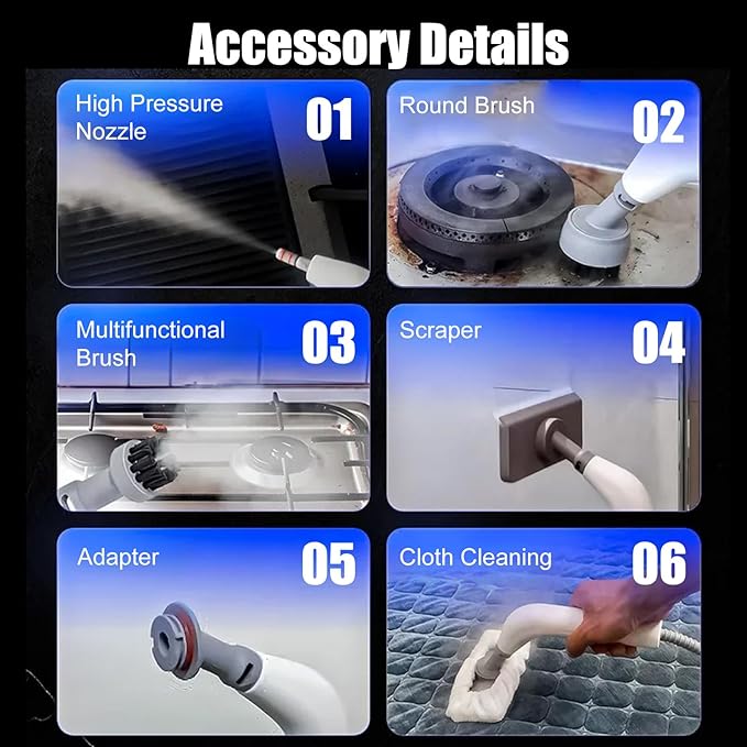 10-in-1 Multipurpose Steam Cleaner, Handheld Steamer for Cleaning Home & Auto Car, High Pressure Steam Cleaner for Grill Floor Window Upholstery Kitchen Bathroom - 1200W, Portable, Fast-Heating, Blue