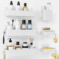 Kitsure Shower Caddy Adhesive - 6-Pack, No-Drilling Shower Shelves with Soap Holder, Toothbrush Holde, 6 Hooks, Rustproof & Stylish Bathroom Organizers and Storage Solution, White, Large