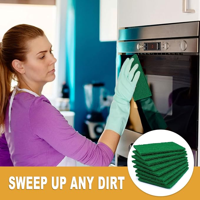 50 Pcs Scouring Pads,Heavy Duty Scour Pads,4 x 5.95 inch Reusable Green Scrub Pads for Metal Grills & Kitchen Scrubbers,Non-Scratch Scrubbing Pads for Household Kitchen Dishes Sink Bathtub