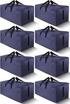 HOMESURE 8 Pack Large Strong Moving Bags with Zippers & Carrying Handles - Water-Resistant - Heavy Duty Storage Tote for Space Saving, Fold Flat, Alternative to Moving Box (Blue)