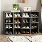 Garden 4 you Shoe Storage Bench, Cubby Shoe Rack with 16 Cubbies, 4-Tier Wood Shoe Rack Organizer, Shoe Organizer Cabinet for Entryway, Hallway, Closet and Garage, Black